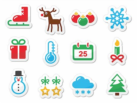simsearch:400-07718917,k - Xmas icons set with reflection - snowman, present, christmas tree, reindeer Stock Photo - Budget Royalty-Free & Subscription, Code: 400-06426778