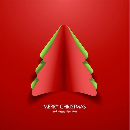 Greeting card with paper christmas tree Stock Photo - Budget Royalty-Free & Subscription, Code: 400-06426849