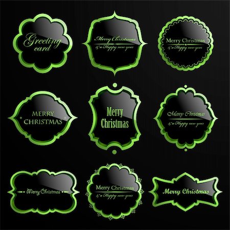damask vector - Vector set of christmas green luxury labels. Stock Photo - Budget Royalty-Free & Subscription, Code: 400-06427024