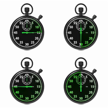 simsearch:400-05719770,k - Stopwatch - Green Timers. Set on White Background. Stock Photo - Budget Royalty-Free & Subscription, Code: 400-06427097
