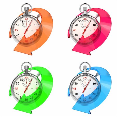 simsearch:400-05923990,k - Stopwatch with Colored Arrow. Set from Six Images on White Background. Stock Photo - Budget Royalty-Free & Subscription, Code: 400-06427092