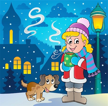 draw the winter season for kids - Winter person cartoon image 2 - vector illustration. Stock Photo - Budget Royalty-Free & Subscription, Code: 400-06427278