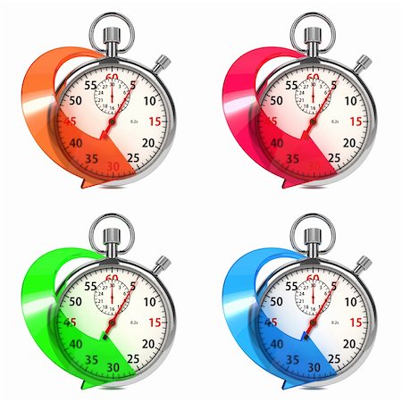 simsearch:400-05923990,k - Stopwatch with Colored Arrow. Set from Four Images on White Background. Stock Photo - Budget Royalty-Free & Subscription, Code: 400-06427283