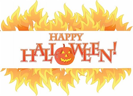 fireplace autumn - halloween fire banner illustration design over white Stock Photo - Budget Royalty-Free & Subscription, Code: 400-06427341