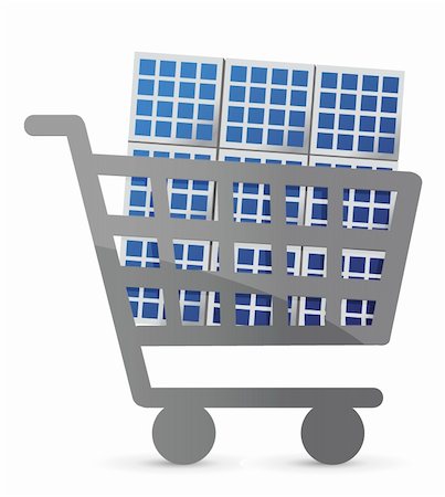 solar panels business - shopping cart and solar panel illustration design Stock Photo - Budget Royalty-Free & Subscription, Code: 400-06427369