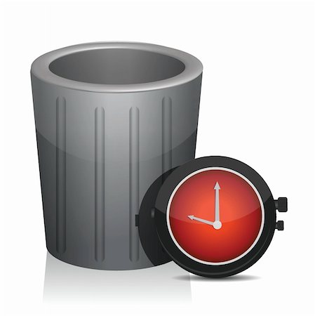 trash and timer watch illustration design over white Stock Photo - Budget Royalty-Free & Subscription, Code: 400-06427398