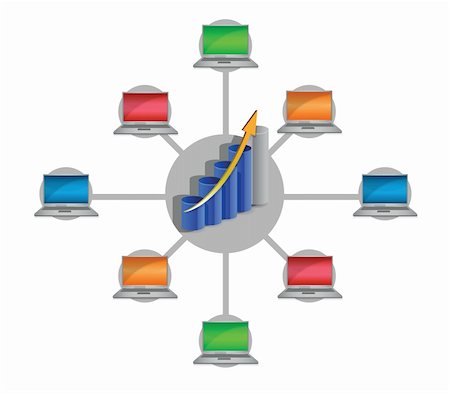 simsearch:400-05914602,k - Business Netzwerk der elektronischen Abbildung entwerfen over white background Stockbilder - Microstock & Abonnement, Bildnummer: 400-06427470