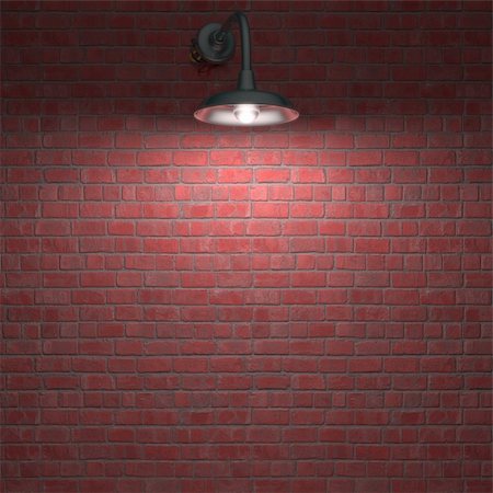 Lamp illuminating the wall overnight. Your text on the wall. Stock Photo - Budget Royalty-Free & Subscription, Code: 400-06427718