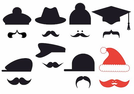 prop - Mustache set with hats, vector design elements Stock Photo - Budget Royalty-Free & Subscription, Code: 400-06427722