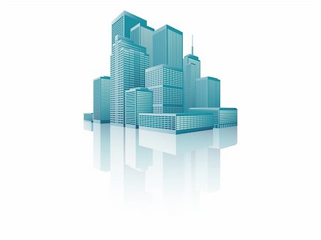 Vector illustration of cityscape with a skyscrapers in perspective. Stock Photo - Budget Royalty-Free & Subscription, Code: 400-06427941