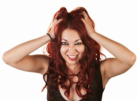 simsearch:400-06426526,k - Femme amérindienne émotionnelle, saisissant ses cheveux Photographie de stock - Aubaine LD & Abonnement, Code: 400-06428038