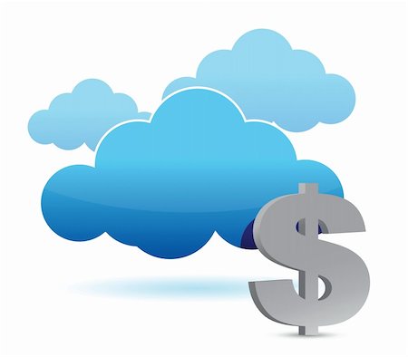 cloud and dollar illustration design over white background Stock Photo - Budget Royalty-Free & Subscription, Code: 400-06428215