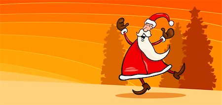 simsearch:400-07062650,k - Greeting Card Cartoon Illustration of Happy Santa Claus or Papa Noel Fotografie stock - Microstock e Abbonamento, Codice: 400-06428310