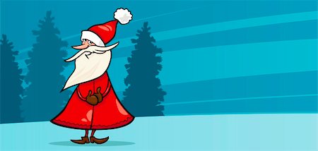 simsearch:400-07062650,k - Greeting Card Cartoon Illustration of Funny Santa Claus or Papa Noel Fotografie stock - Microstock e Abbonamento, Codice: 400-06428311