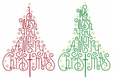 simsearch:400-07836814,k - Christmas trees with hand drawn letters and snowflake, vector Foto de stock - Super Valor sin royalties y Suscripción, Código: 400-06428372