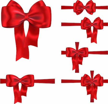 Set of red ribbons with luxurious bows for decorating gifts and cards. Vector illustration Foto de stock - Super Valor sin royalties y Suscripción, Código: 400-06428464