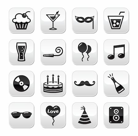 pic of drinking celebration for new year - christmas, valentines, birthday, new year's celebration icons on modern grey buttons Stock Photo - Budget Royalty-Free & Subscription, Code: 400-06428534