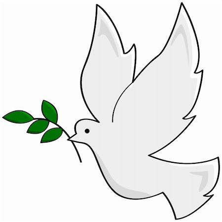 pigeon bird peace - Cartoon illustration showing a white dove carrying a small branch, symbolizing peace Stock Photo - Budget Royalty-Free & Subscription, Code: 400-06428700