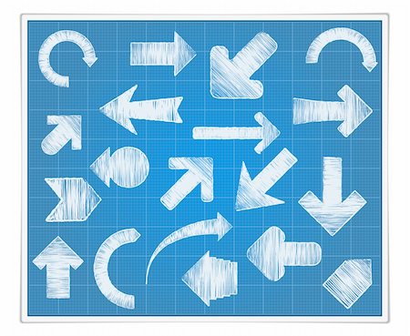printing paper - Blueprint paper with hand drawn arrows, vector eps10 illustration Stock Photo - Budget Royalty-Free & Subscription, Code: 400-06428874