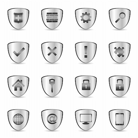 puzzle piece black background - Security icons set, vector eps10 illustration Stock Photo - Budget Royalty-Free & Subscription, Code: 400-06428914