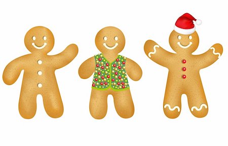 3 Gingerbread Mans With Gradient Mesh, Isolated On White Background, Vector Illustration Stock Photo - Budget Royalty-Free & Subscription, Code: 400-06429146