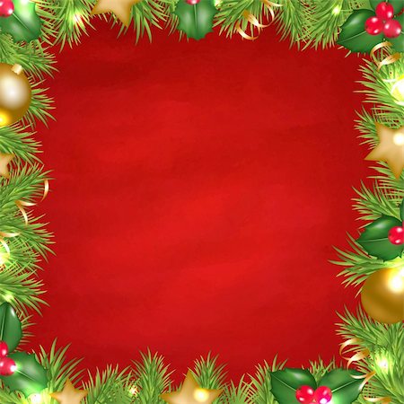 Vintage Red Background With Christmas Border With Gradient Mesh, Vector Illustration Stock Photo - Budget Royalty-Free & Subscription, Code: 400-06429172