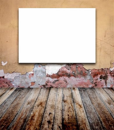 stucco sign - Old room with white screen on stucco wall Stock Photo - Budget Royalty-Free & Subscription, Code: 400-06429344