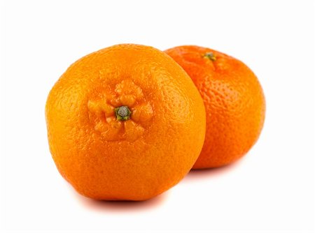 Pair of ripe tangerines isolated on white background Stock Photo - Budget Royalty-Free & Subscription, Code: 400-06429486