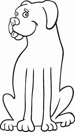 simsearch:400-06520988,k - Illustration dessin animé drôle Boxer pure race ou Bulldog chien pour Coloring Book Photographie de stock - Aubaine LD & Abonnement, Code: 400-06429529