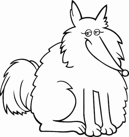 sitting colouring cartoon - Cartoon Illustration of Funny Purebred Eskimo Dog or Spitz for Coloring Book Stock Photo - Budget Royalty-Free & Subscription, Code: 400-06429544