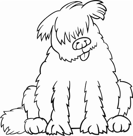 sitting colouring cartoon - Cartoon Illustration of Funny Purebred Newfoundland Dog or Labrador Doodle or Briard for Coloring Book Stock Photo - Budget Royalty-Free & Subscription, Code: 400-06429556