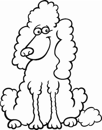 sitting colouring cartoon - Cartoon Illustration of Funny Purebred White Poodle for Coloring Book Stock Photo - Budget Royalty-Free & Subscription, Code: 400-06429559