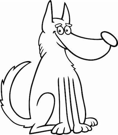 sitting colouring cartoon - Cartoon Illustration of Funny Mongrel Dog for Coloring Book Stock Photo - Budget Royalty-Free & Subscription, Code: 400-06429553
