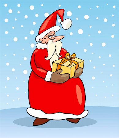 simsearch:400-08260733,k - Illustration dessin animé drôle de père Noël ou Papa Noel, cadeau de Noël et les cadeaux Photographie de stock - Aubaine LD & Abonnement, Code: 400-06429577