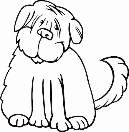 sitting colouring cartoon - Cartoon Illustration of Funny Purebred Tibetan Terrier Dog or Labrador Doodle or Briard for Coloring Book Stock Photo - Budget Royalty-Free & Subscription, Code: 400-06429581