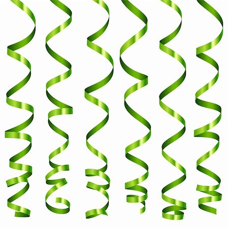 denis13 (artist) - Vector holiday serpentine ribbons set. Green paper streamer isolated on white background. Fotografie stock - Microstock e Abbonamento, Codice: 400-06429664