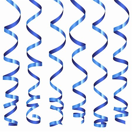 denis13 (artist) - Vector holiday serpentine ribbons set. Blue paper streamer Stock Photo - Budget Royalty-Free & Subscription, Code: 400-06429663