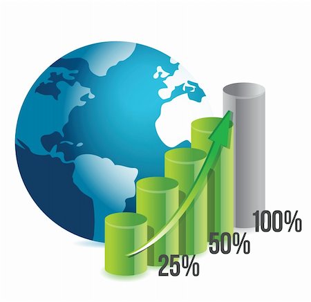 simsearch:400-04368486,k - percentage graph and globe illustration design over white Foto de stock - Super Valor sin royalties y Suscripción, Código: 400-06429691