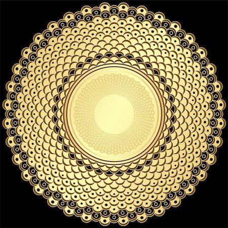 pattern arabic circles - Decorative gold and brown round vintage frame  on black (vector) Stock Photo - Budget Royalty-Free & Subscription, Code: 400-06429711