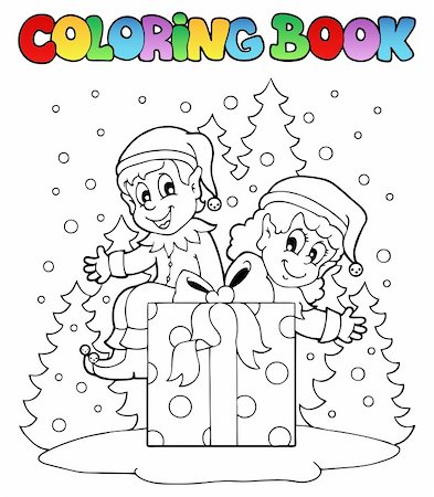 simsearch:400-08199504,k - Coloring book Christmas elf theme 2 - vector illustration. Stock Photo - Budget Royalty-Free & Subscription, Code: 400-06429730