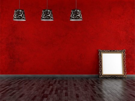 simsearch:400-06107722,k - red and black  empty vintage room with golden frame - rendering Stock Photo - Budget Royalty-Free & Subscription, Code: 400-06429813