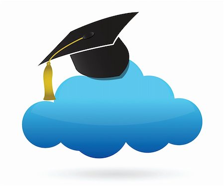 simsearch:400-08628684,k - cloud and education hat illustration design over white Foto de stock - Super Valor sin royalties y Suscripción, Código: 400-06429859