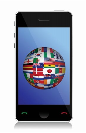 smart phone vector - phone and flag globe illustration design over a white background Stock Photo - Budget Royalty-Free & Subscription, Code: 400-06429920