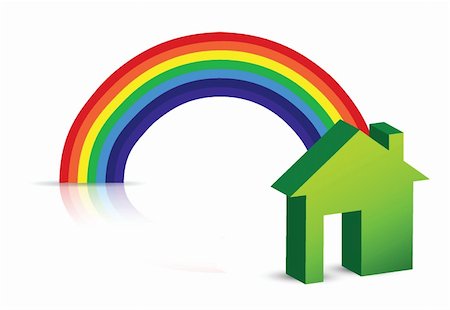 rainbow and house illustration design over a white background Stock Photo - Budget Royalty-Free & Subscription, Code: 400-06429988