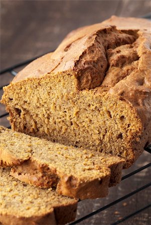 simsearch:400-06429990,k - Fresh homemade baked Autumn pumpkin quick bread Stock Photo - Budget Royalty-Free & Subscription, Code: 400-06429998
