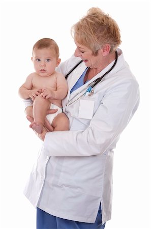 simsearch:400-04114664,k - female doctor holding a baby on white isolated background Foto de stock - Royalty-Free Super Valor e Assinatura, Número: 400-06420092