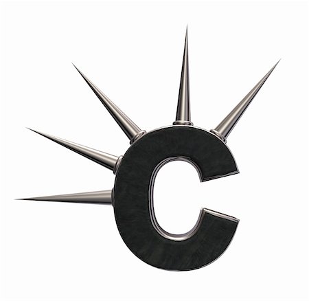 simsearch:400-06421942,k - letter c with metal prickles on white background - 3d illustration Stock Photo - Budget Royalty-Free & Subscription, Code: 400-06420184