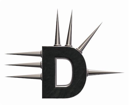 simsearch:400-06421942,k - letter d with metal prickles on white background - 3d illustration Stock Photo - Budget Royalty-Free & Subscription, Code: 400-06420186