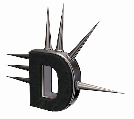 simsearch:400-06421942,k - letter d with metal prickles on white background - 3d illustration Stock Photo - Budget Royalty-Free & Subscription, Code: 400-06420187