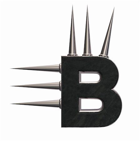 simsearch:400-06421942,k - letter b with metal prickles on white background - 3d illustration Stock Photo - Budget Royalty-Free & Subscription, Code: 400-06420182